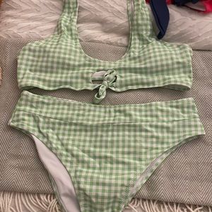 Women’s bikini set, green and white